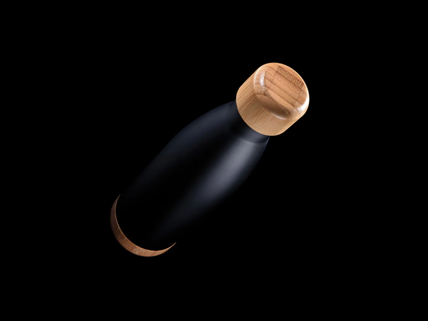 Bild på Vakuum stainless steel flaska med kork och botten i bambu Bild på Vakuum stainless steel flaska med kork och botten i bambu