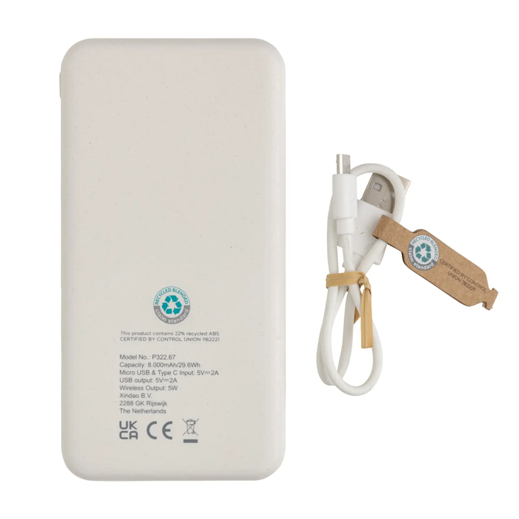Bild på Trådlös powerbank i återvunnen plast, RCS standard