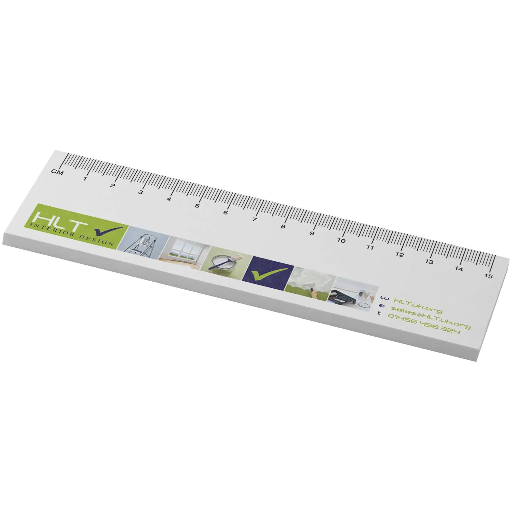 Bild på Sticky-Mate® klisterlappar med tryckt 15 cm linjal av återvunnet material