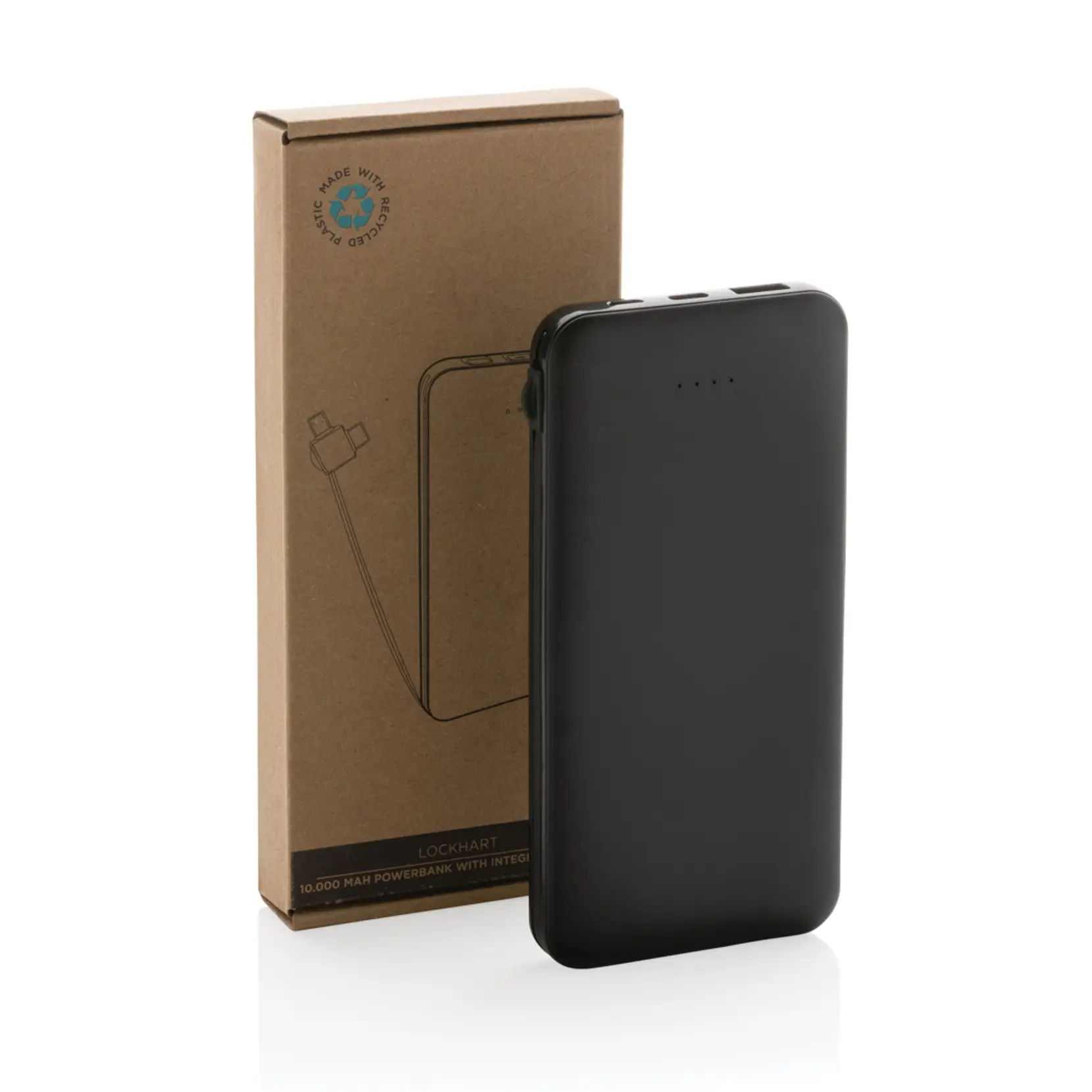 Bild på Lockhart 10.000mAh powerbank, integrerade kablar, RCS plast
