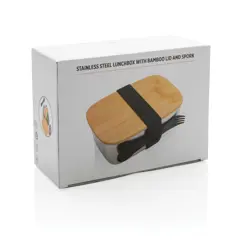 Bild på Stainless steel lunchlåda med bambulock och spork