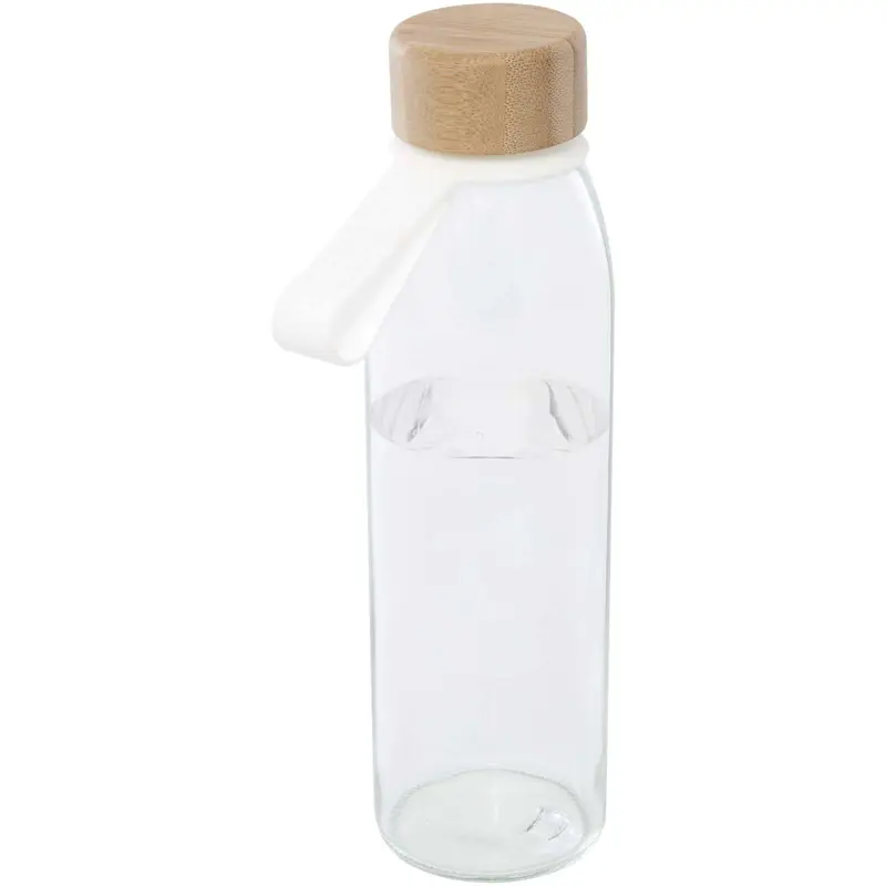 Bild på Porto 500 ml vattenflaska av glas med silikonhandtag och bambulock 