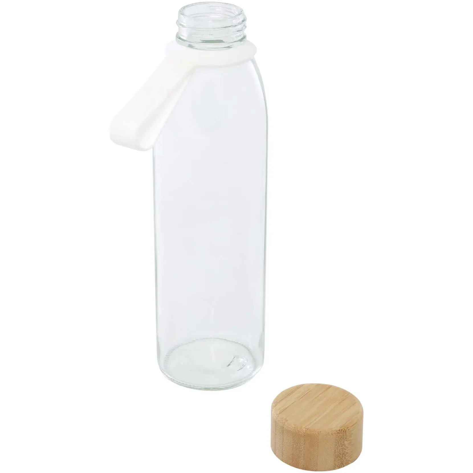 Bild på Porto 500 ml vattenflaska av glas med silikonhandtag och bambulock 
