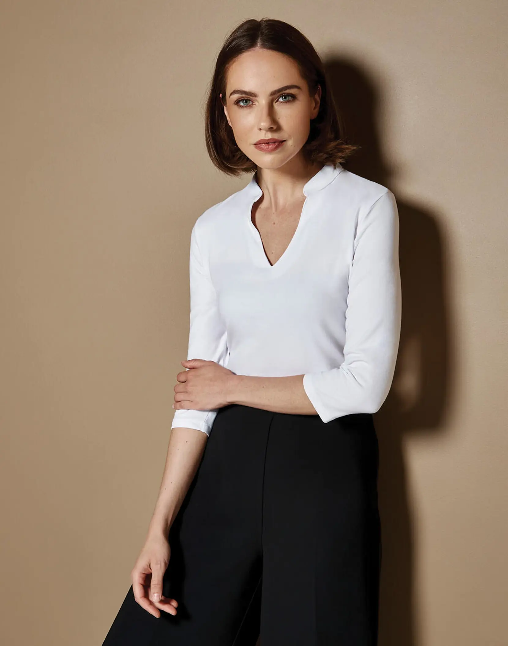 Bild på Regular Fit Mandarin Collar Top 3/4 Sleeve