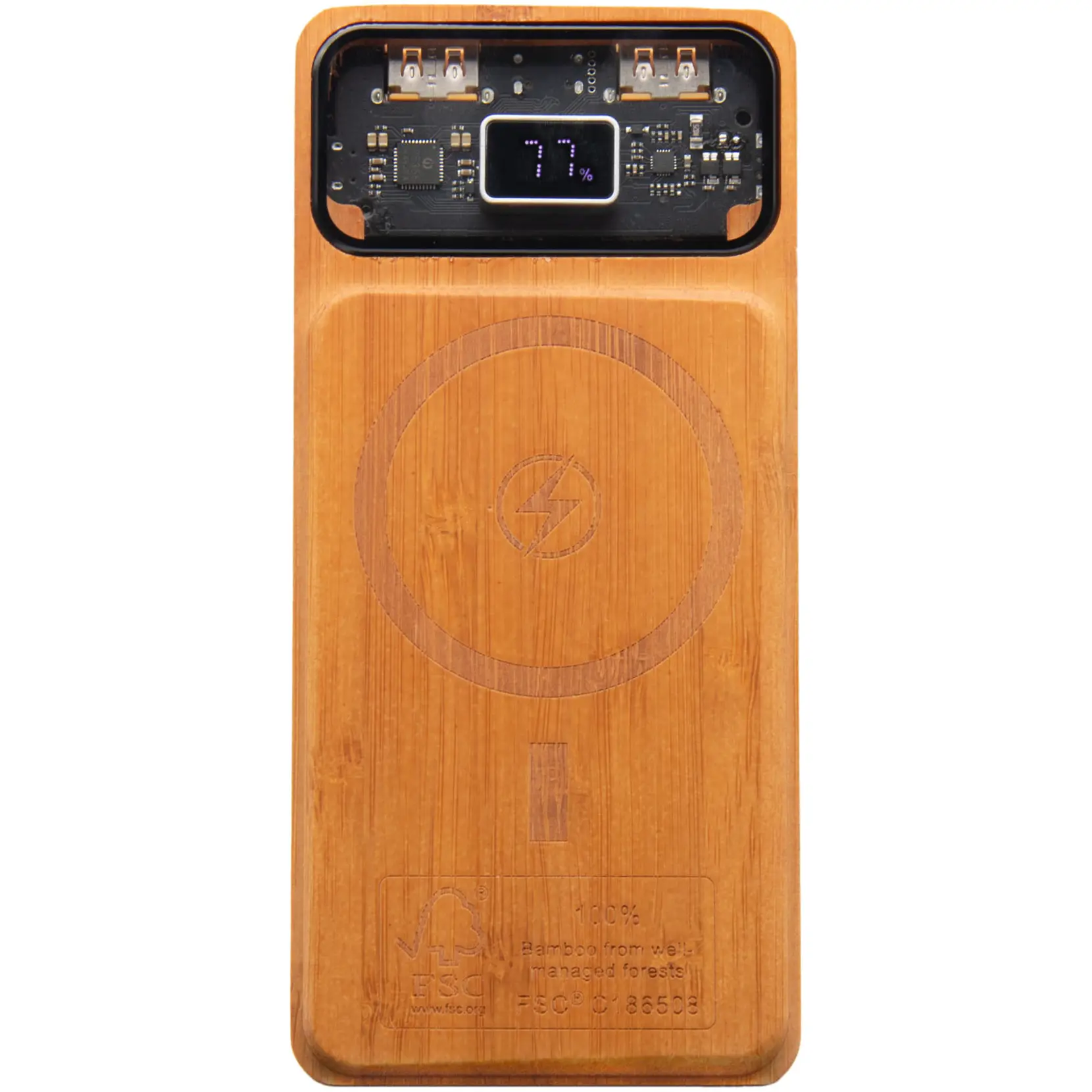 Bild på SCX.design P48 10 000 mAh magnetisk powerbank i trä 15 W