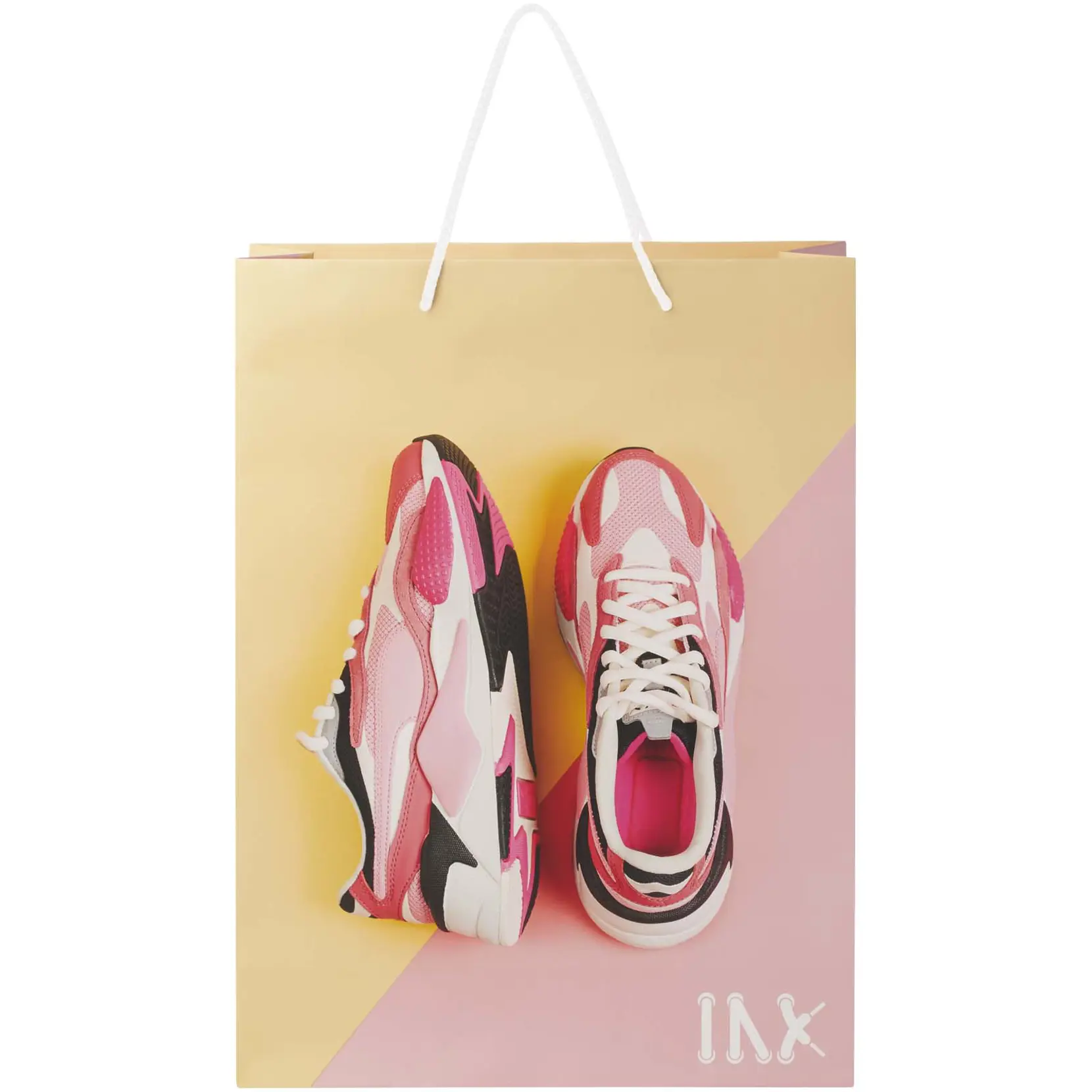 Bild på Handgjord 170 g/m2 påse i integra-papper med plasthandtag – XL