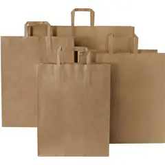 Bild på Kraftpapperspåse 80-90 g/m2 med platta handtag – XL