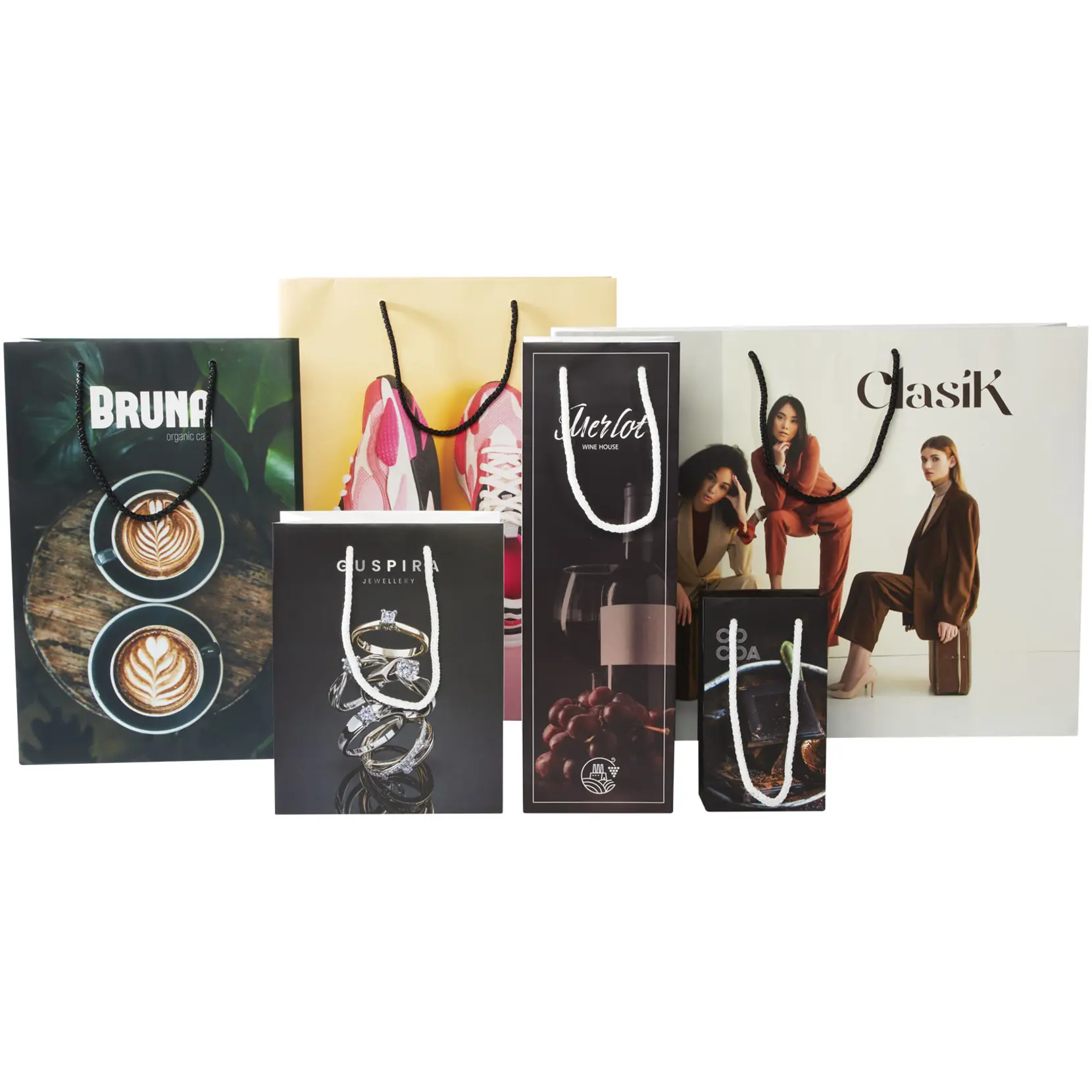 Bild på Handgjord 170 g/m2 påse i integra-papper med plasthandtag – XL