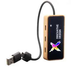 Bild på SCX.design H21 8-i-1 USB-hubb i trä med dubbla ingångar och sex portar