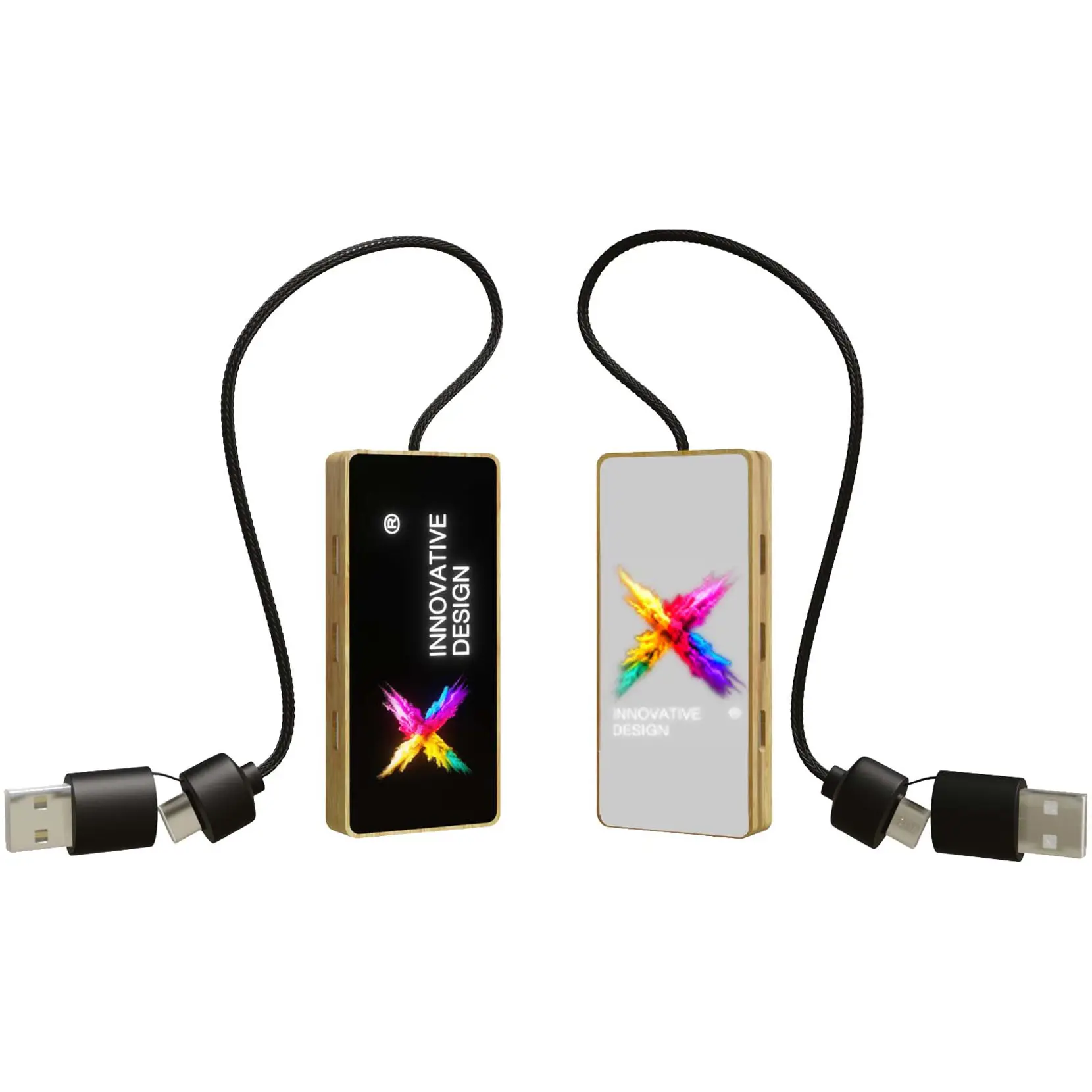 Bild på SCX.design H21 8-i-1 USB-hubb i trä med dubbla ingångar och sex portar