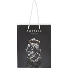 Bild på Handgjord 170 g/m2 påse i integra-papper med plasthandtag – medium