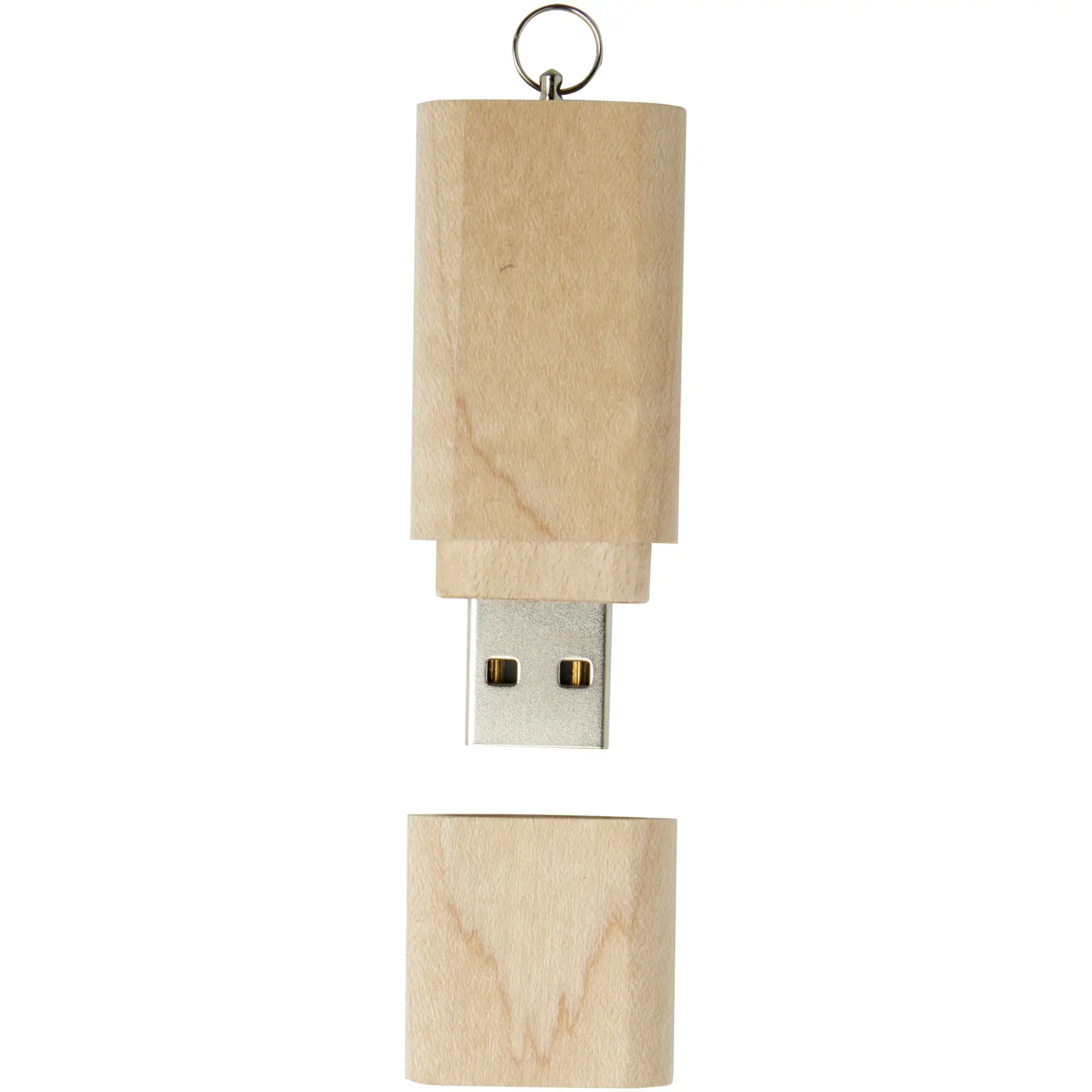 Bild på USB-minne 2.0 i trä med nyckelring 