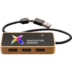 Bild på SCX.design H21 8-i-1 USB-hubb i trä med dubbla ingångar och sex portar