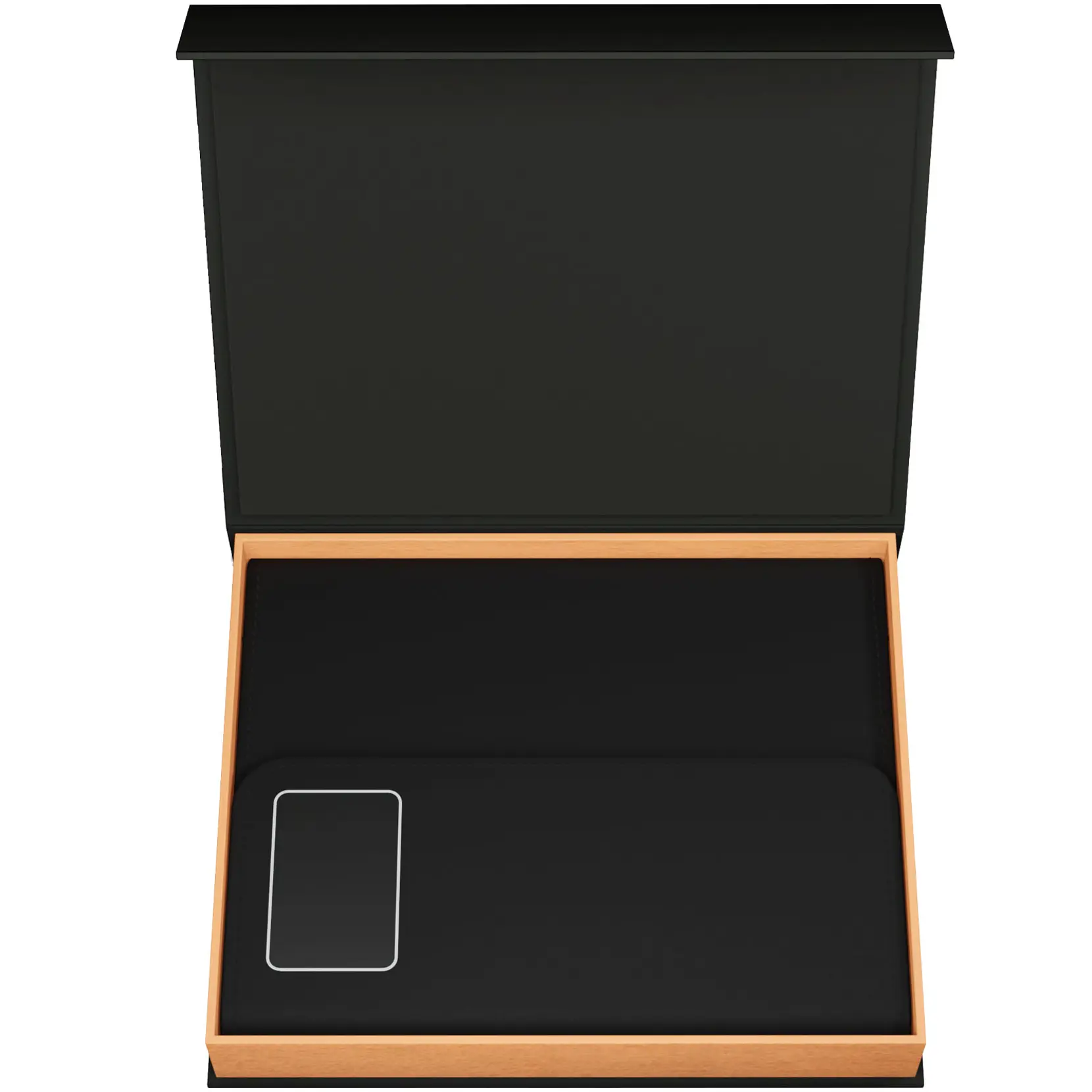 Bild på SCX.design O18 A5-anteckningsbok med 5 W trådlös 4 000 mAh powerbank och upplyst logotyp