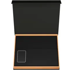 Bild på SCX.design O18 A5-anteckningsbok med 5 W trådlös 4 000 mAh powerbank och upplyst logotyp