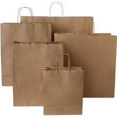 Bild på Kraftpapperspåse 80-90 g/m2 med tvinnade handtag – XL