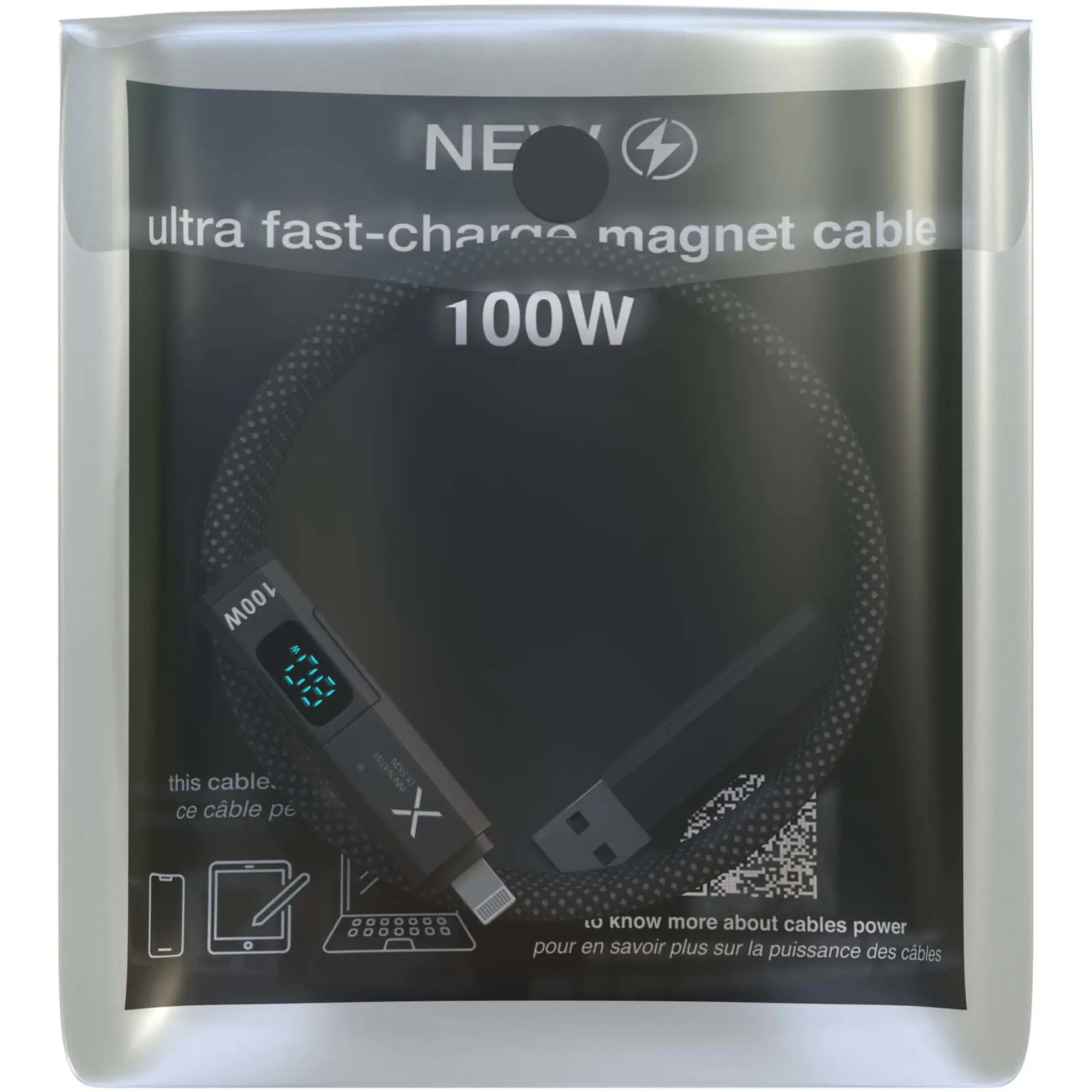 Bild på SCX.design C57 100W 4-i-1 rPET-laddningskabel med magnet och display
