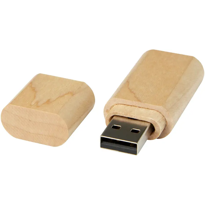 Bild på USB-minne 2.0 i trä med nyckelring 