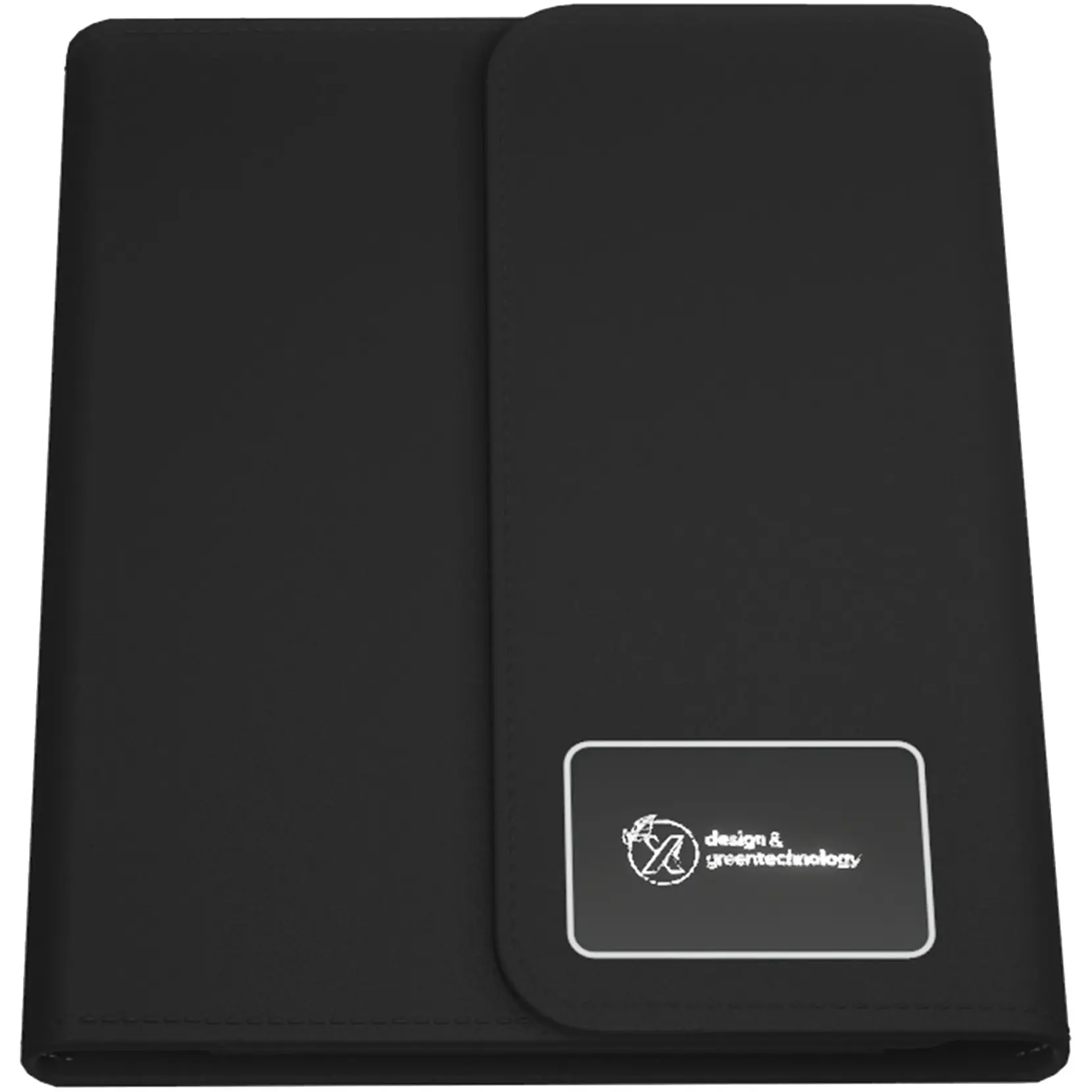 Bild på SCX.design O18 A5-anteckningsbok med 5 W trådlös 4 000 mAh powerbank och upplyst logotyp