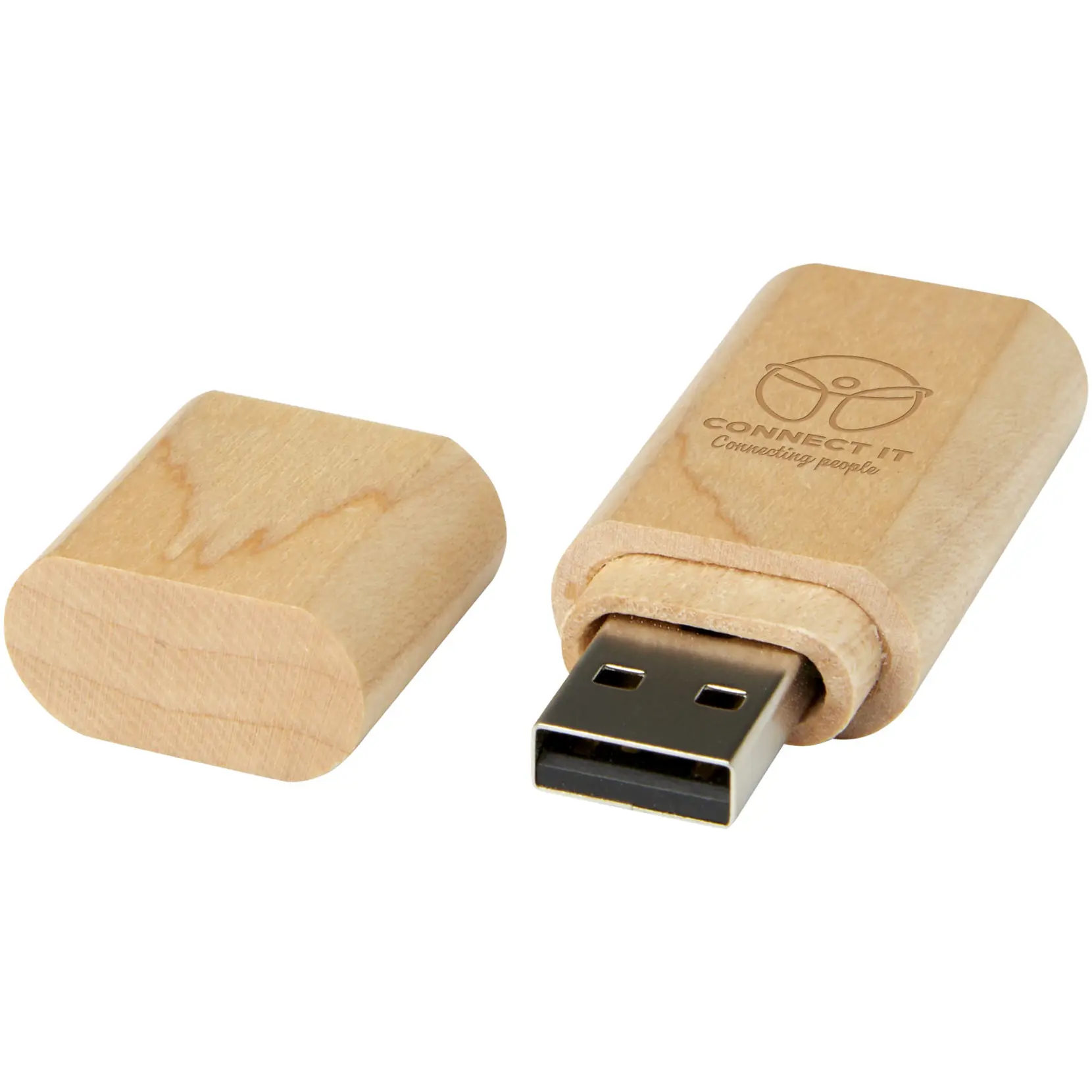 Bild på USB-minne 2.0 i trä med nyckelring 