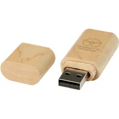 Bild på USB-minne 2.0 i trä med nyckelring 