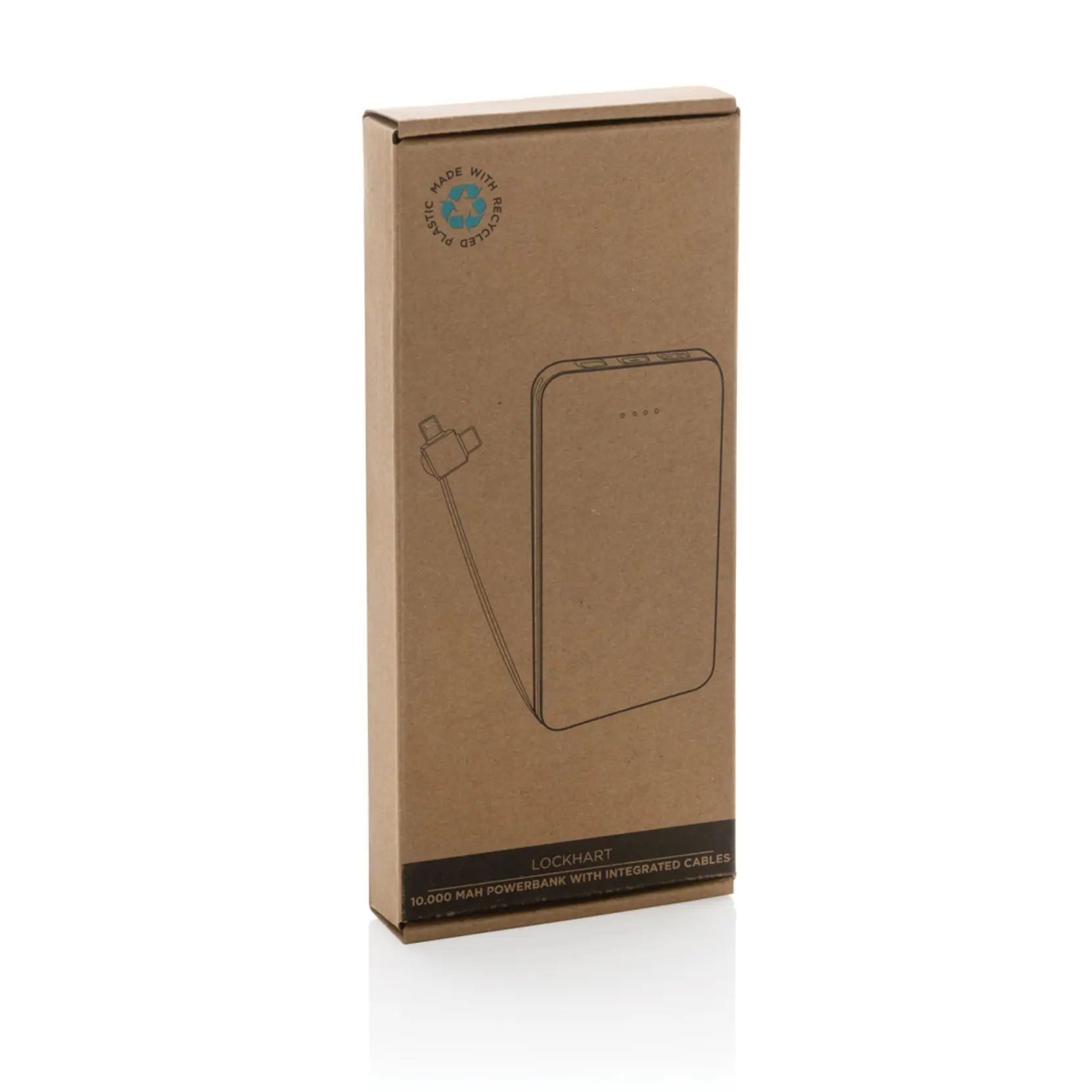 Bild på Lockhart 10.000mAh powerbank, integrerade kablar, RCS plast