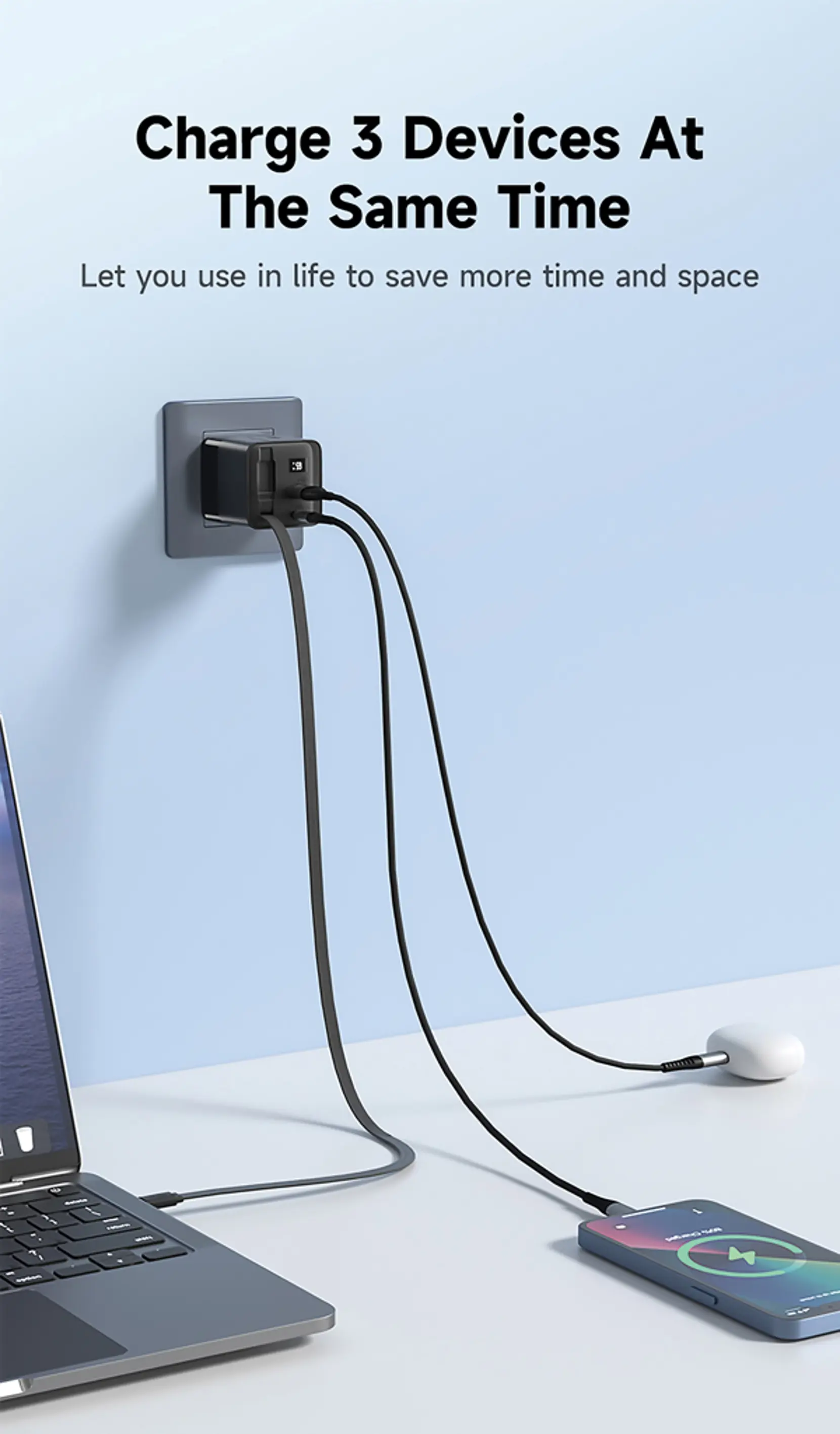 Bild på Urban Vitamin Mendocino 65W GaN-laddare med utdragbar kabel