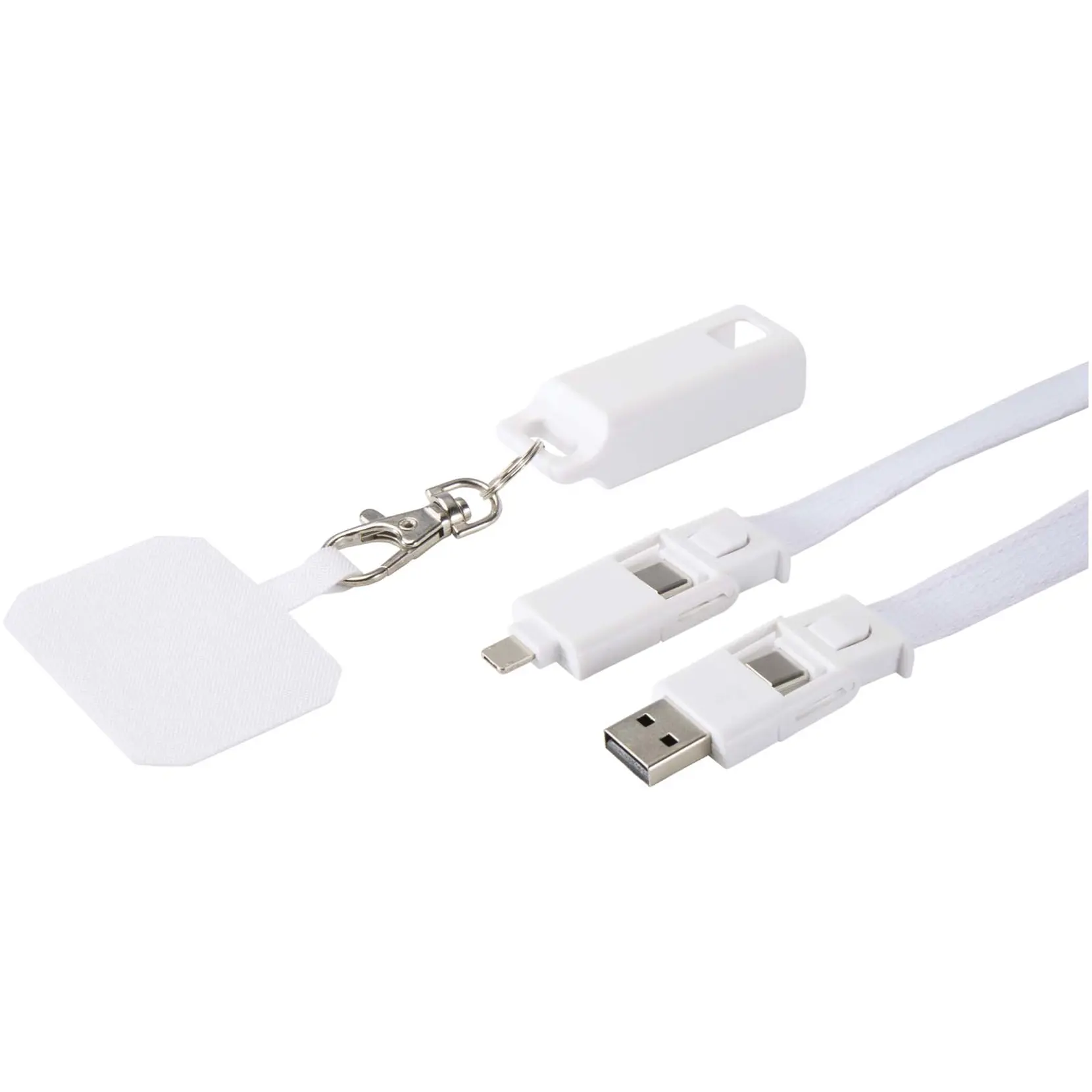 Bild på Franz nyckelband för smartphone av återvunnen plast med inbyggd datasynkroniseringskabel och 65 W snabbladdande 5-i-1-kabel