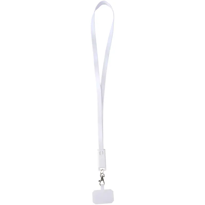 Franz nyckelband för smartphone av återvunnen plast med inbyggd datasynkroniseringskabel och 65 W snabbladdande 5-i-1-kabel