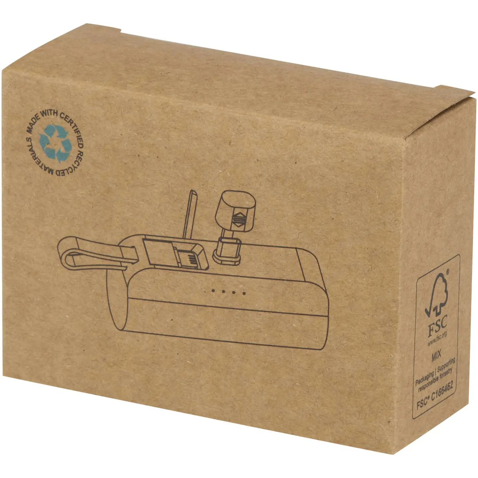 Bild på Alnair 5 000 mAh 10 W Type-C powerbank av återvunnen plast med inbyggt flipstativ och 2-i-1-kabel