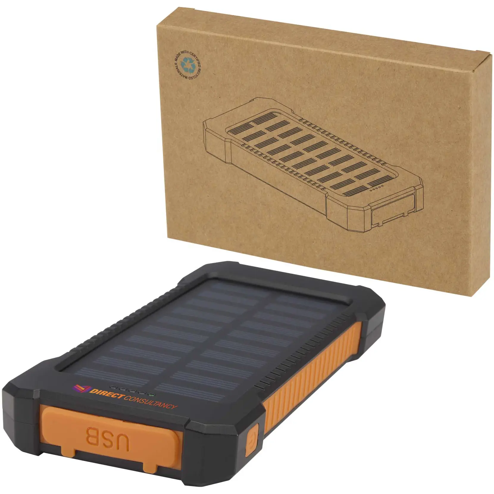 Bild på Altair 5 000 mAh 10 W robust solcellsbank av återvunnen plast med inbyggd ficklampa