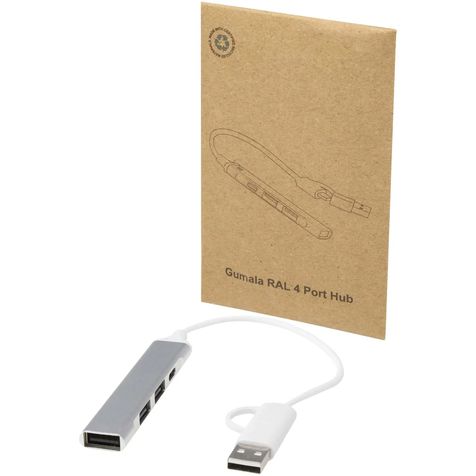 Bild på Alkaid 4-portars USB-A- och Typ-C-hubb med dubbla ingångar av återvunnen aluminium