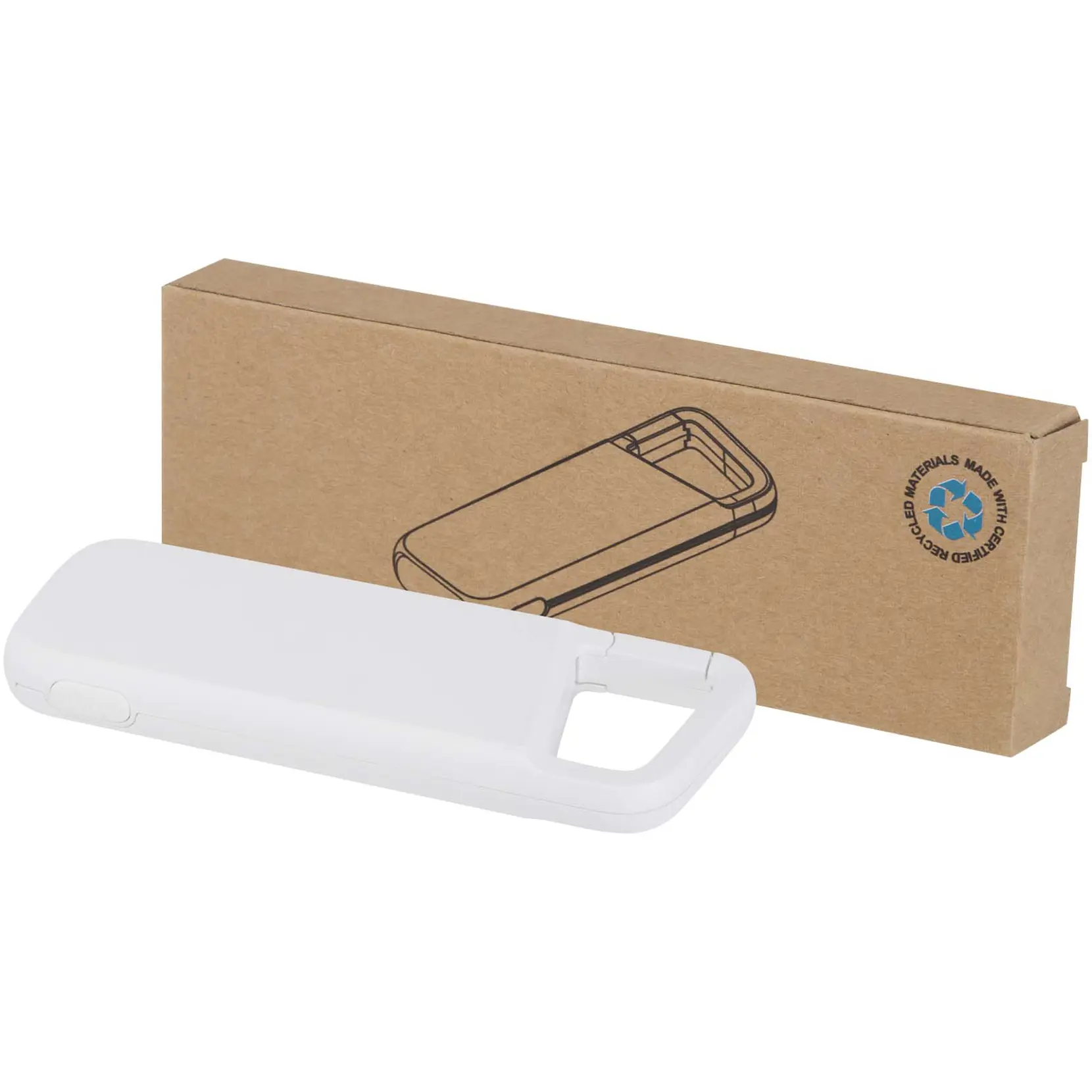 Bild på Alkes 5 000 mAh 12 W vattenbeständig powerbank av återvunnen plast med karbinhake