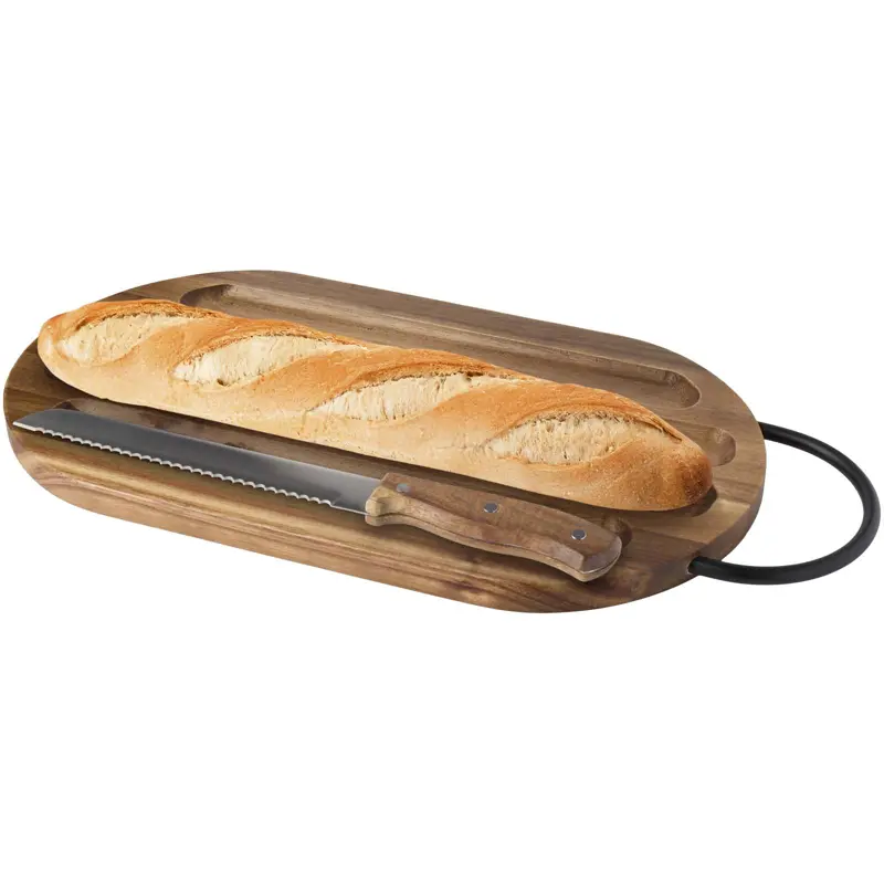 Prestige skärbräda av akaciaträ, med brödkniv