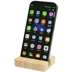 Bild på Algol telefonställ och fidget-leksak av återvunnen plast med detaljer i bambu