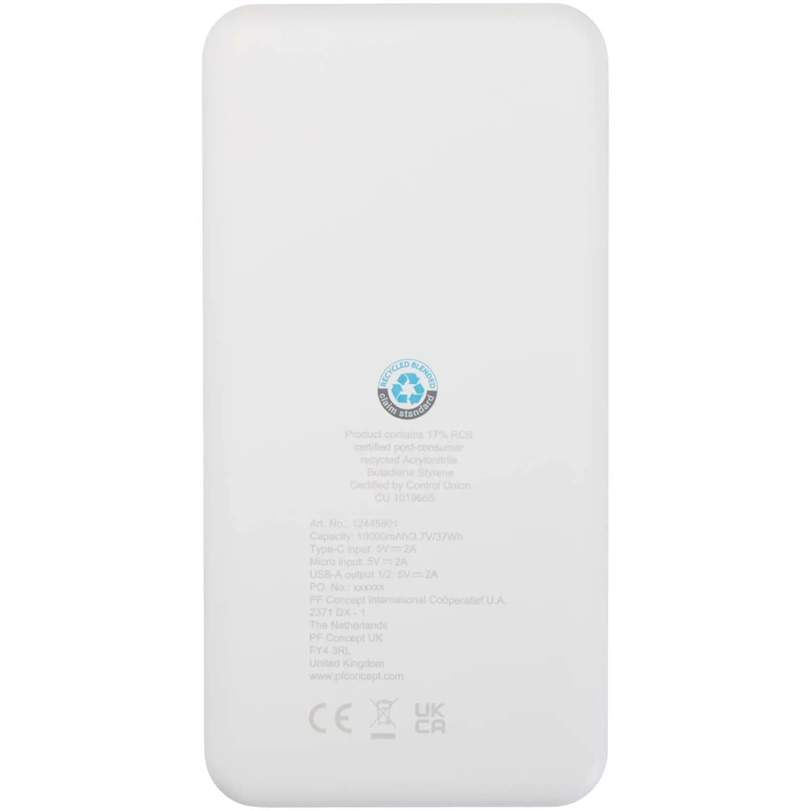 Bild på Intan 10 000 mAh 10 W powerbank av återvunnen plast