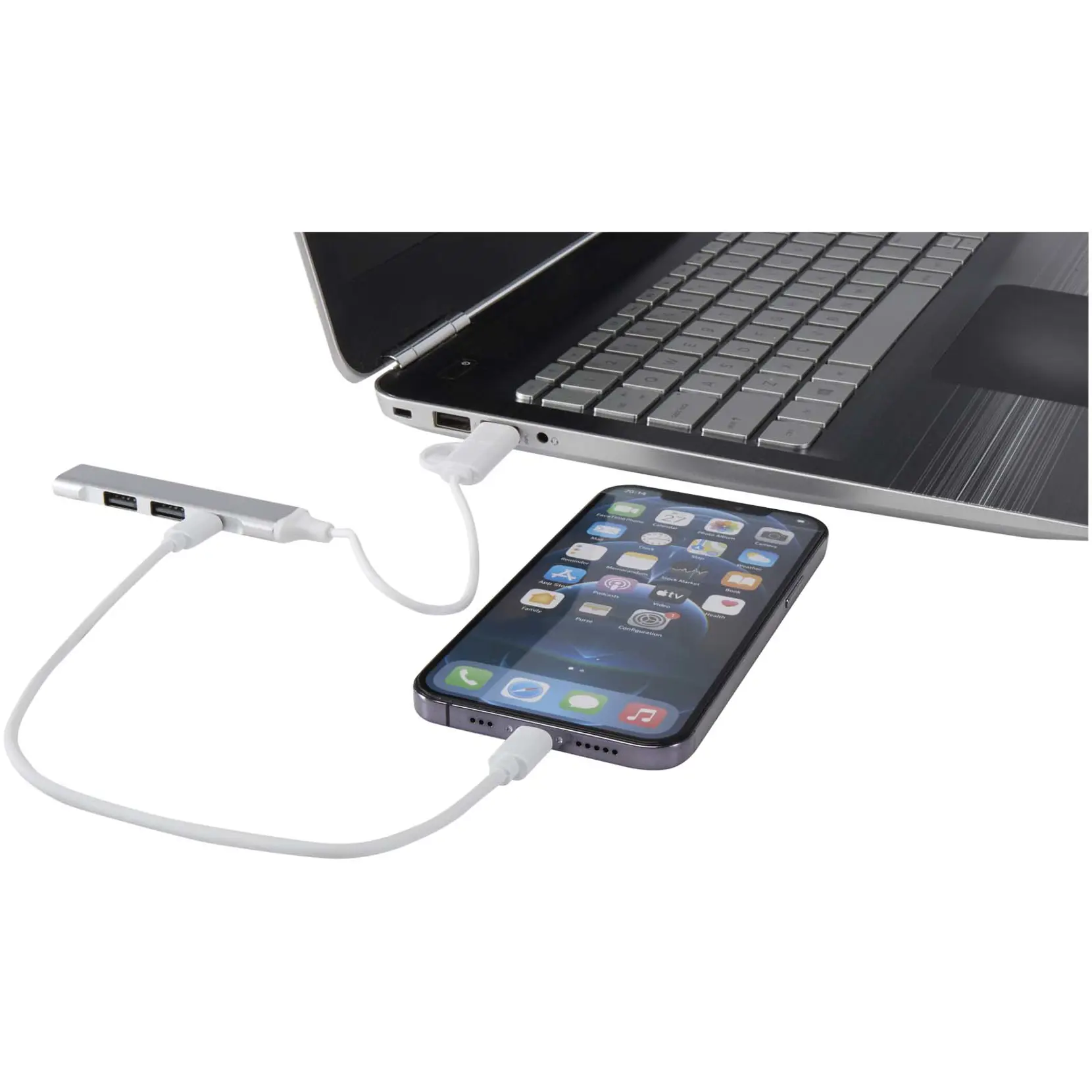 Bild på Alkaid 4-portars USB-A- och Typ-C-hubb med dubbla ingångar av återvunnen aluminium