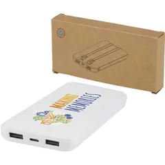 Bild på Adhil 10 000 mAh 10 W powerbank av återvunnen plast med två inbyggda kablar