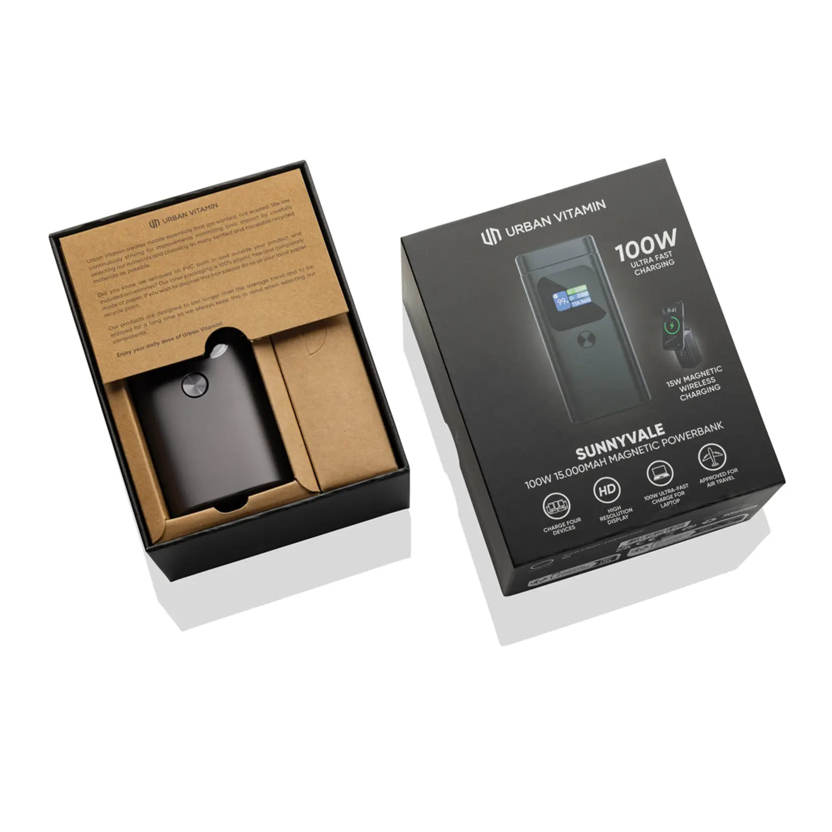 Bild på Urban Vitamin Sunnyvale 100 W 15 000 mAh magnetisk powerbank
