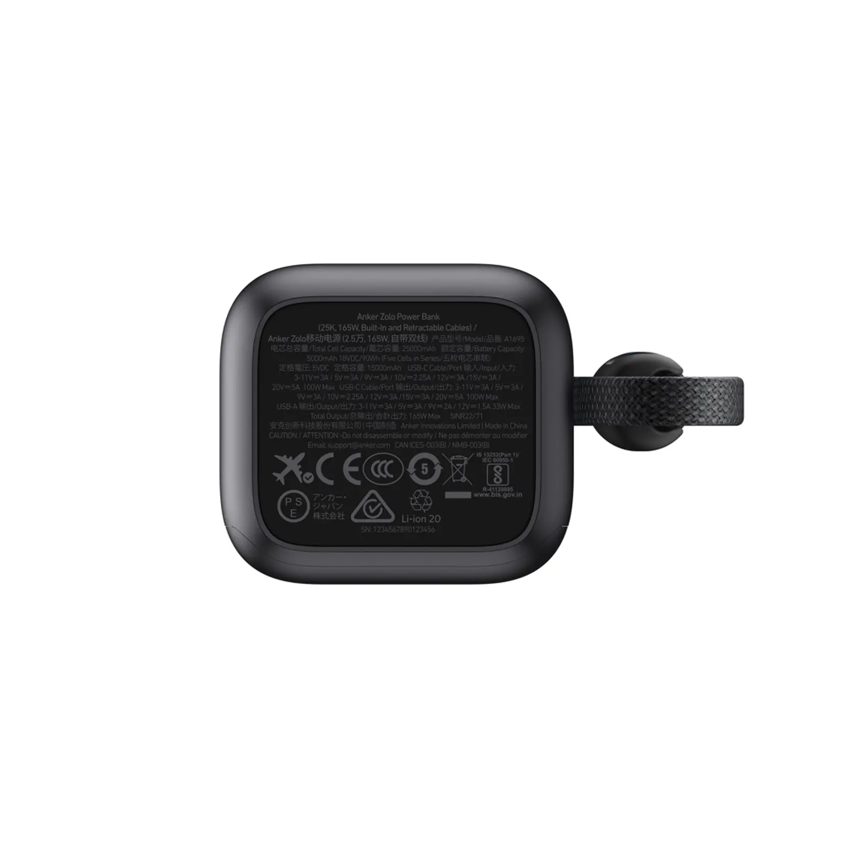 Bild på Anker Powerbank 25.000 mAh 165W med inbyggd utdragbar kabel
