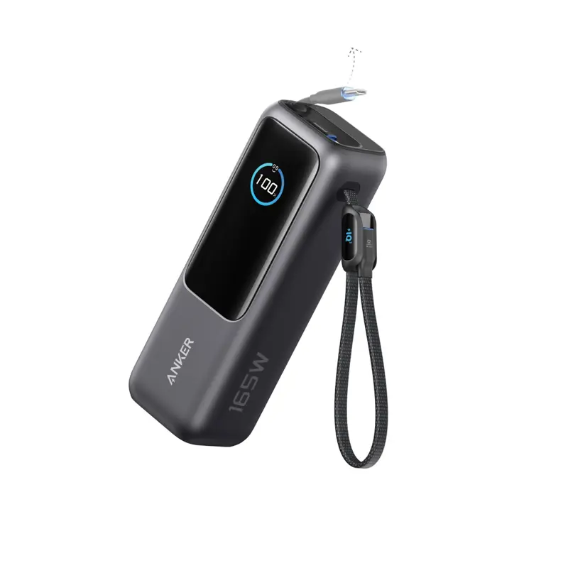 Anker Powerbank 25.000 mAh 165W med inbyggd utdragbar kabel