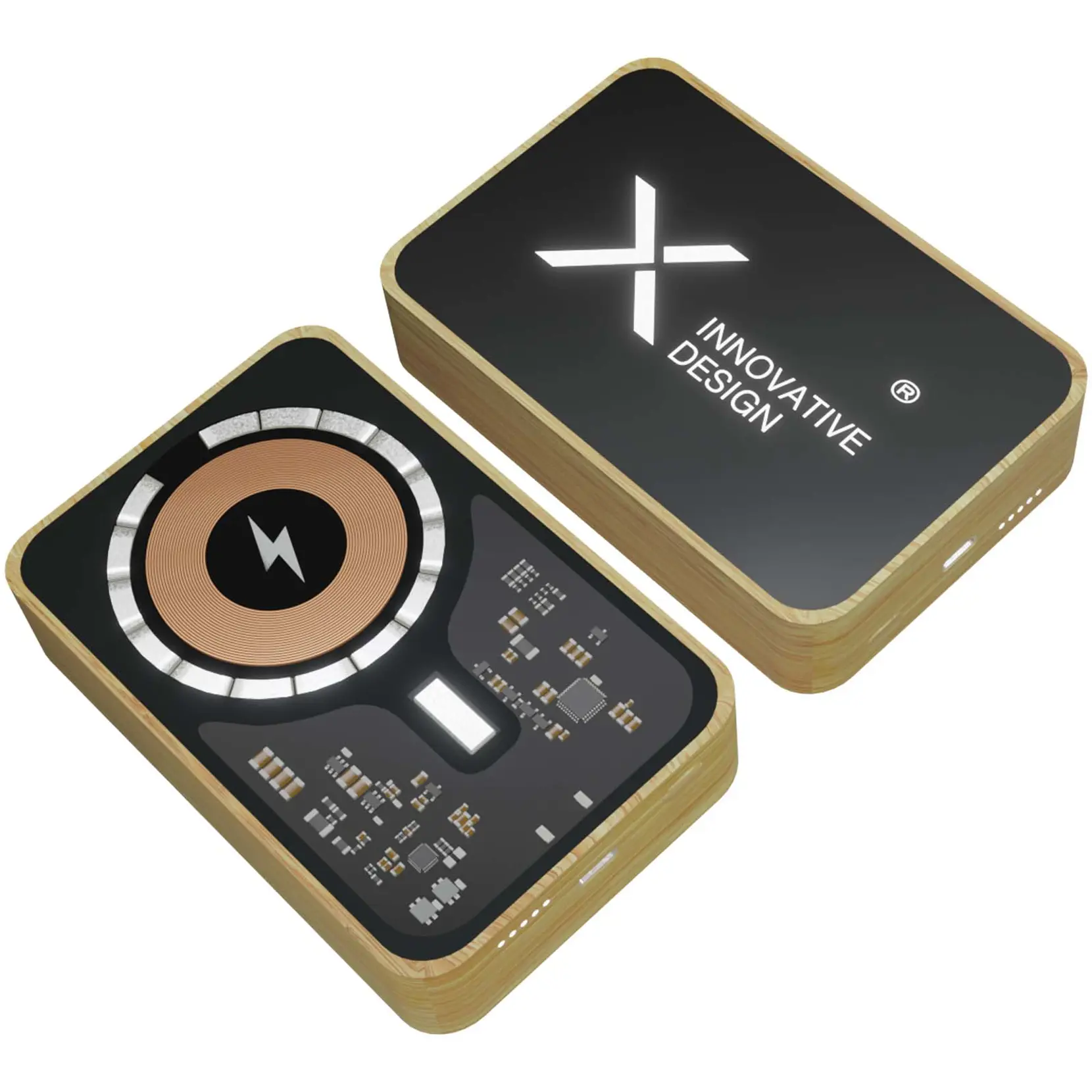 Bild på SCX.design P27 W 10 000 mAh MagSafe powerbank i bambu