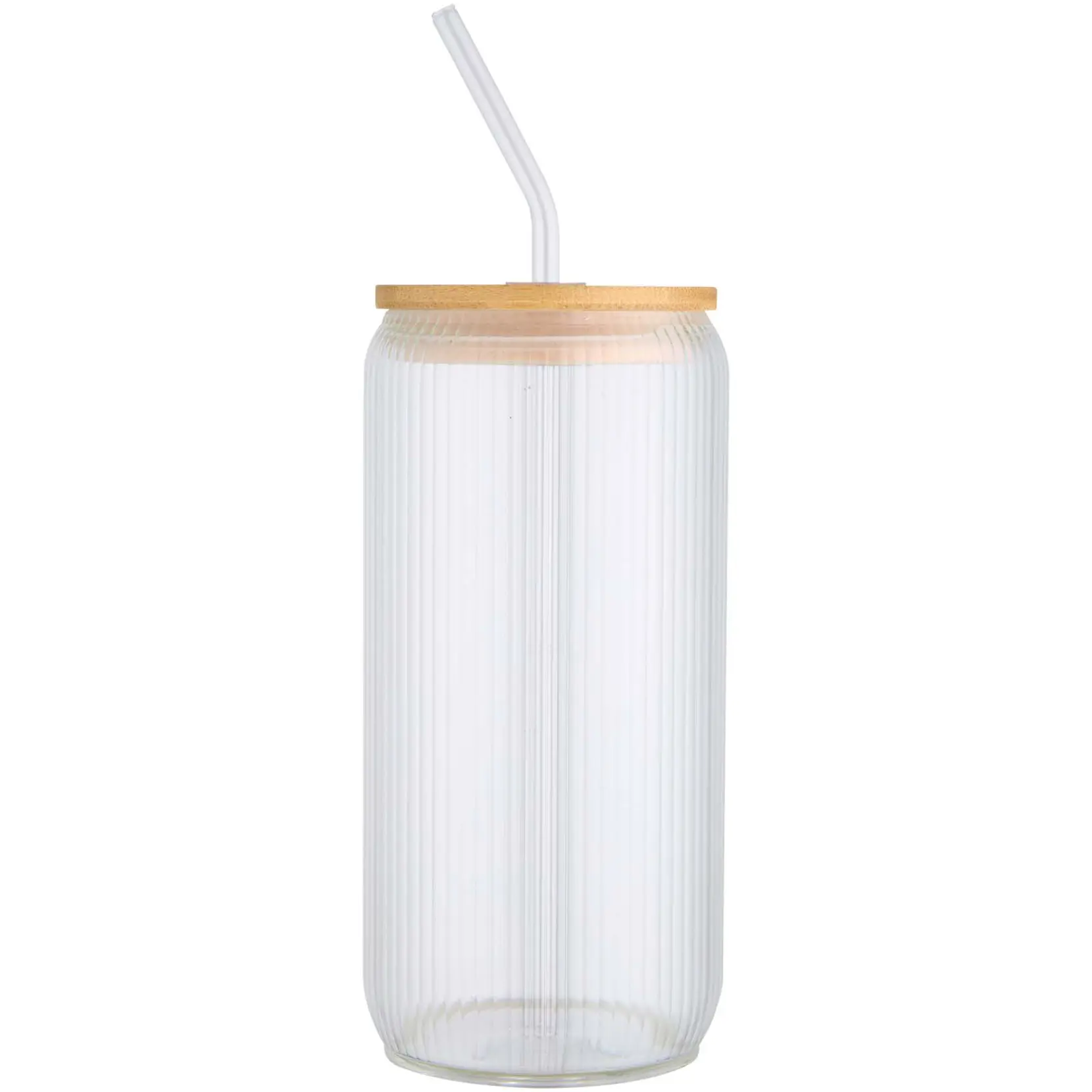 Bild på Mirage 500 ml enkelväggig mugg i borosilikatglas med lock i bambu
