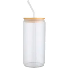 Bild på Mirage 500 ml enkelväggig mugg i borosilikatglas med lock i bambu