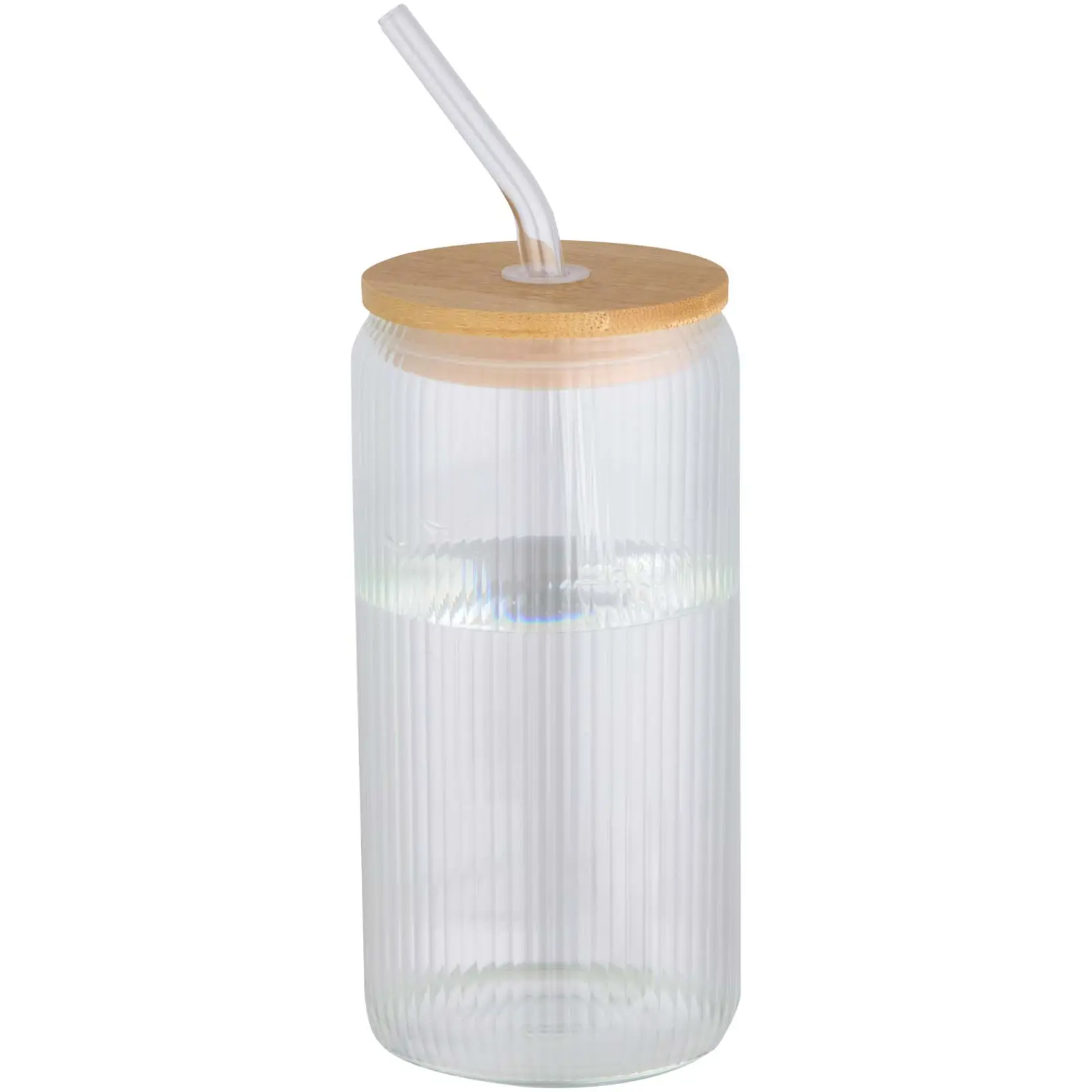 Bild på Mirage 500 ml enkelväggig mugg i borosilikatglas med lock i bambu