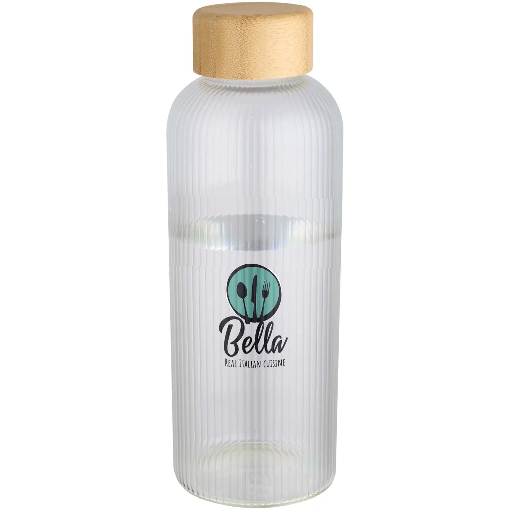 Bild på Mirage 650 ml enkelväggig flaska i borosilikatglas med lock i bambu