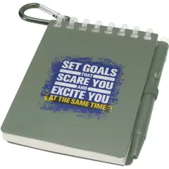 Bild på Lig Mini uppsättning med återvunnen utomhusanteckningsbok med mjukt omslag och kulspetspenna (blått bläck)