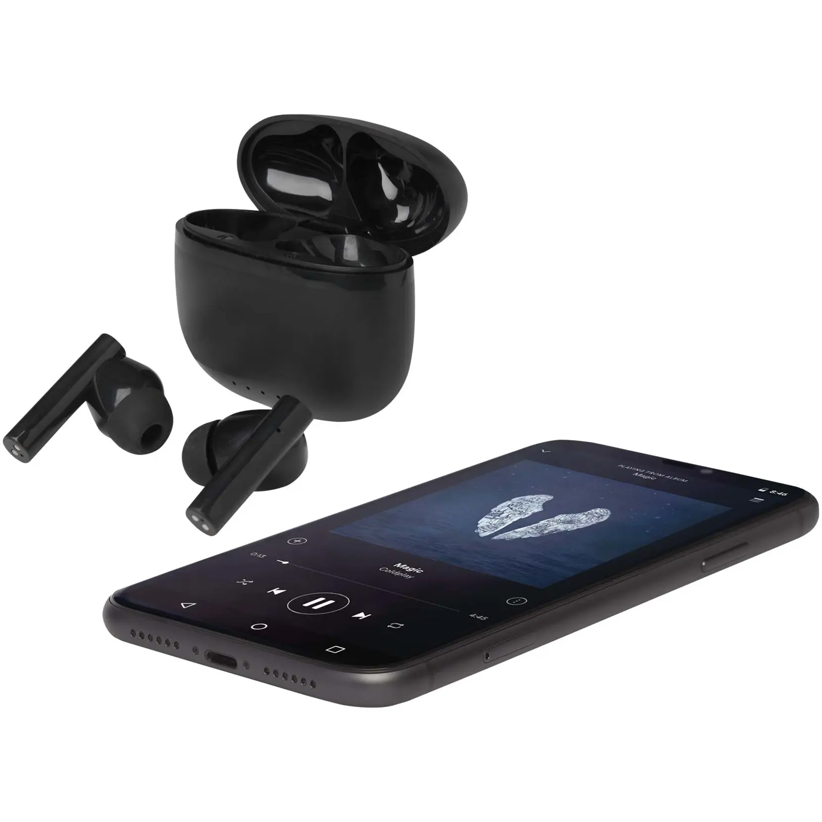 Bild på Alterf True Wireless Bluetooth®-öronsnäckor av återvunnen plast med öronproppar av silikon