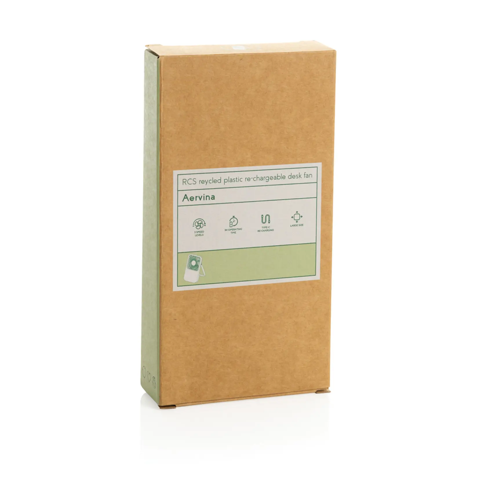 Bild på Aervina laddningsbar bordsfläkt i RCS återvunnen plast