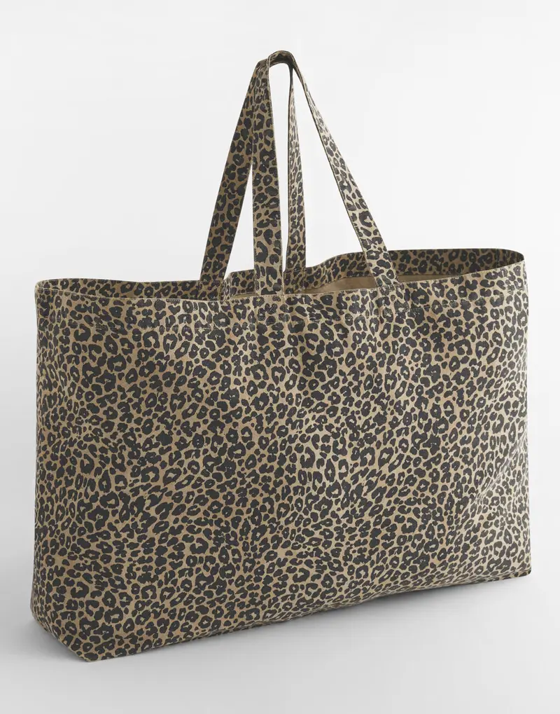 Leopard Print Canvas Oversized Tote Bag